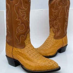New NOS Vtg Tony lama exotic genuine skin cowboy boots 7.5 alligator hornback